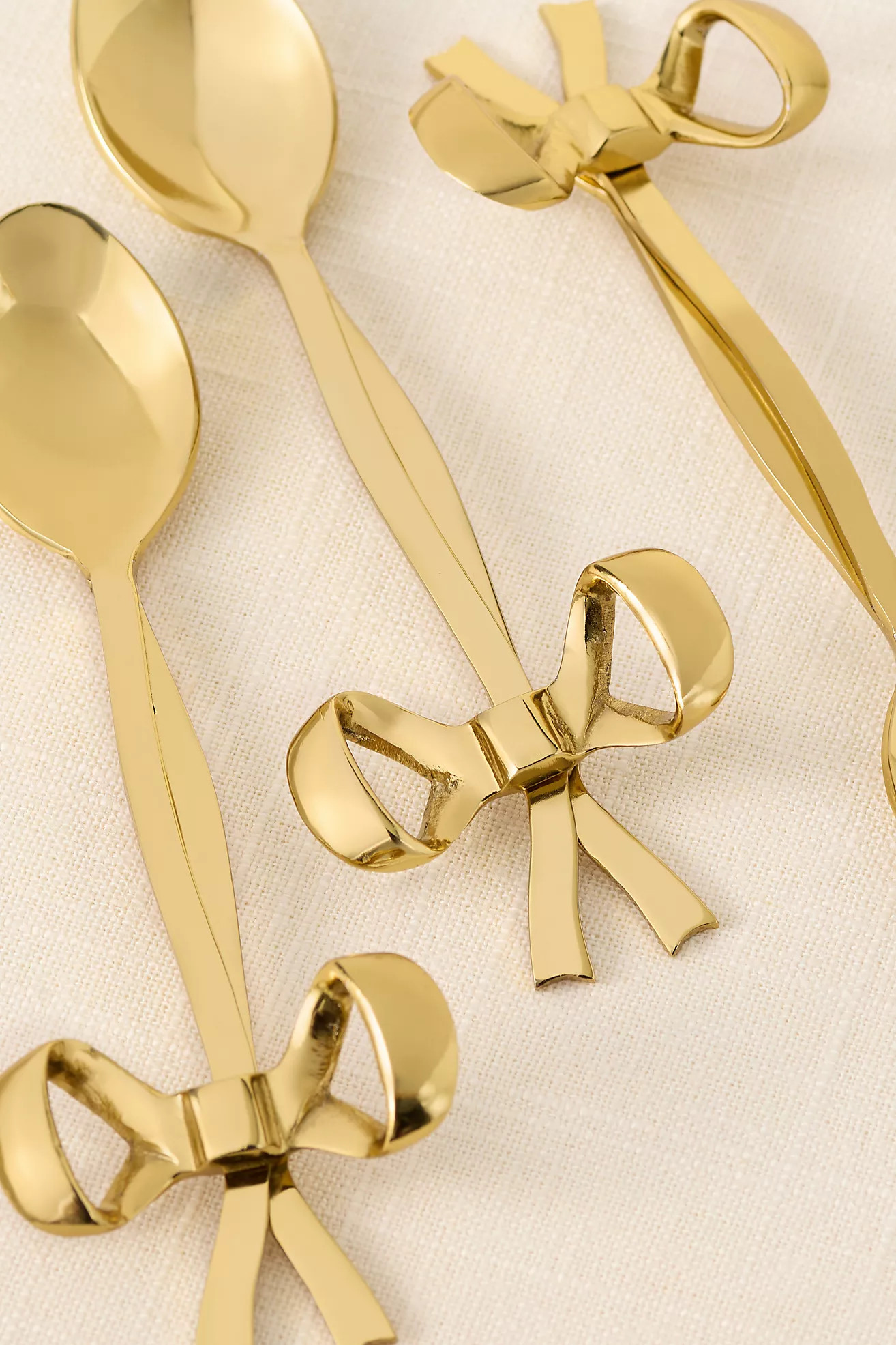 Benedita Stainless Steel Bow Teaspoons, Set of 4 | Anthropologie (US)