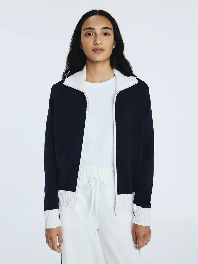 Free Assembly Women's Zip Front Sweater with Long Sleeves, Midweight, Sizes XS-XXL | Walmart (US)