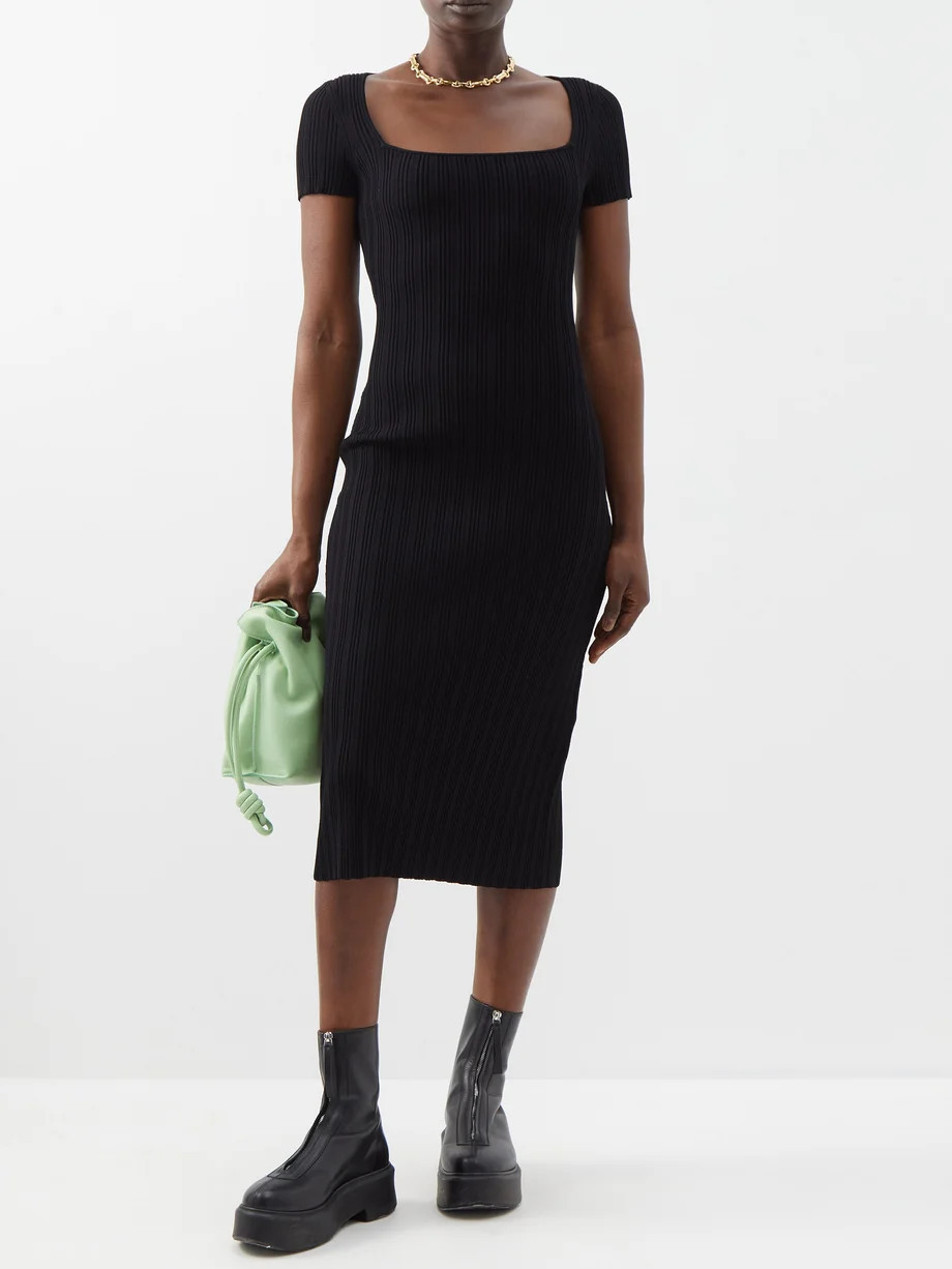 Square-neckline cutout rib-knit jersey midi dress | Proenza Schouler White Label | Matches (UK)