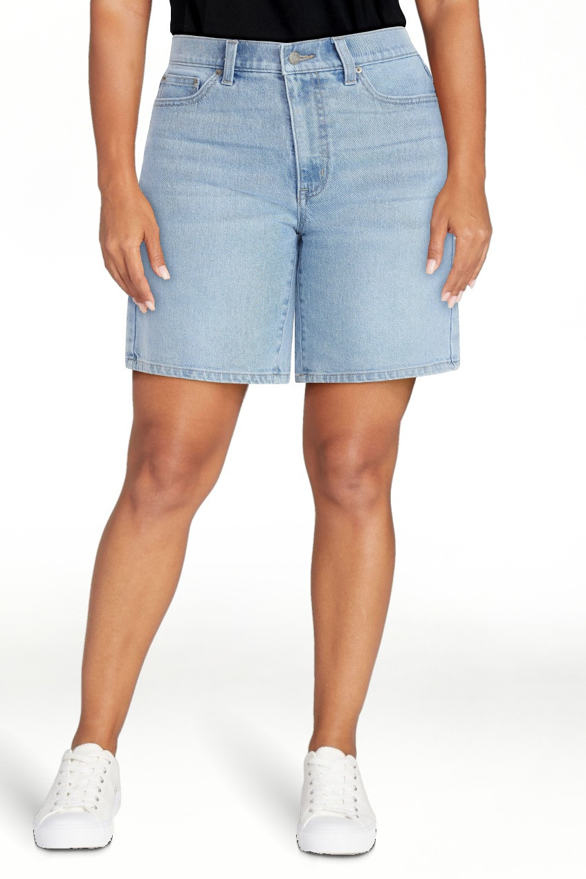 Time and Tru Women's High Rise Denim Bermuda Shorts, 9" Inseam, Sizes 0-22 | Walmart (US)