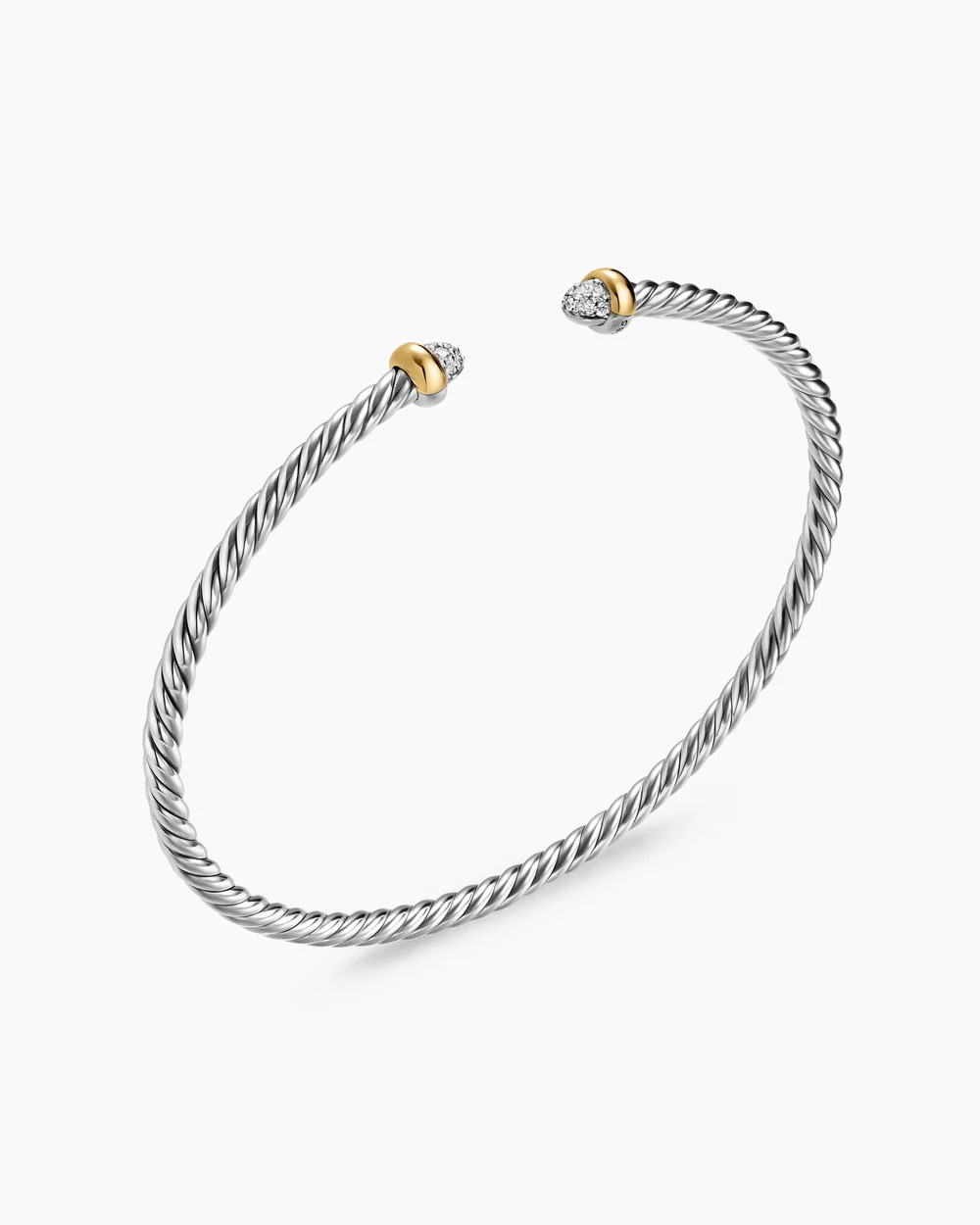 David Yurman | Micro Cable Flex Bracelet in Sterling Silver with Pav\u00e9 Domes, 2.6mm | David Yurman