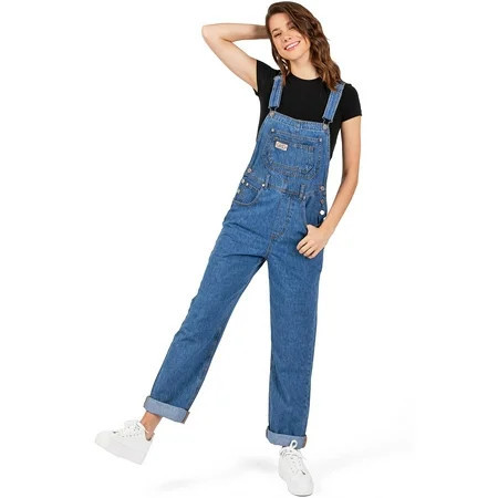 Lana Roux Womens Relaxed Fit Denim Oversize Baggy Boyfriend Overalls (Medium Denim Small) | Walmart (US)