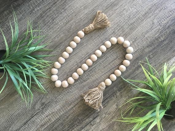 Farmhouse Wooden Bead Strand Garland | Etsy (US)