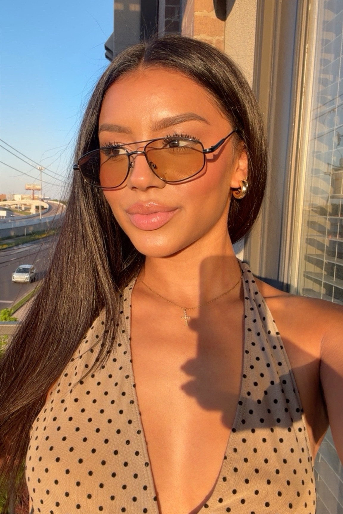 FASHION NOVA BRUNCH OUTFIT 🍳
sunglasses: the darkest hour sunglasses in nude/ combo 
dress: carmine polka dot micro mini dress 
shoes: black cowboy boots  
