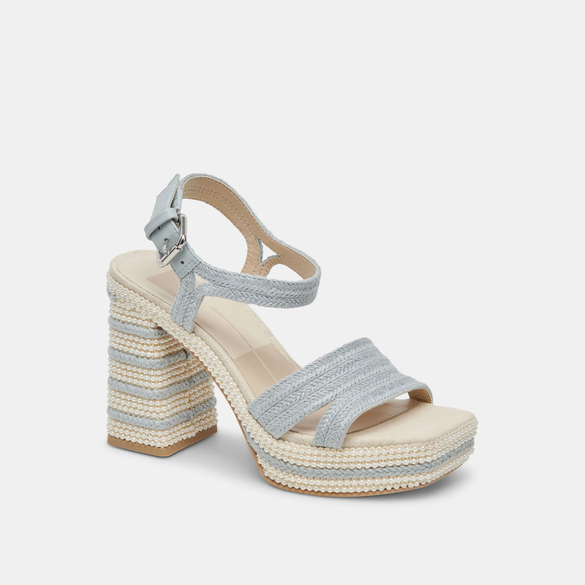 ANIRA PEARL HEELS LIGHT BLUE PEARLS | DolceVita.com