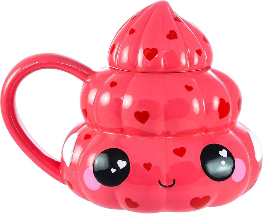 Seven20 Emoji Coffee Mug, 20 oz - Funny Cute Pink Hearts Love Poop Swirl Design w/Lid - Easter Ba... | Amazon (US)