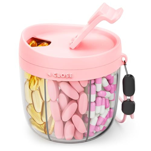 AMOOS Travel Pill Dispenser with Anti-Mix Design, 7-Slot, Patented, Pink | Amazon (US)
