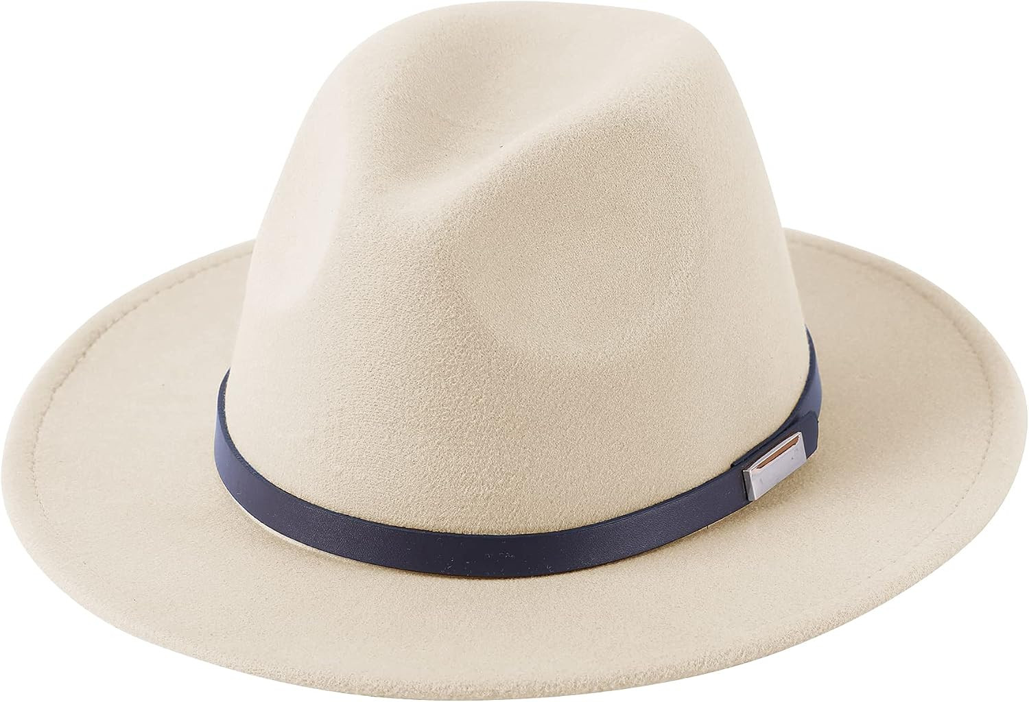 Women Lady Retro Wide Brim Floppy Panama Hat Belt Buckle Wool Fedora Hat | Amazon (US)