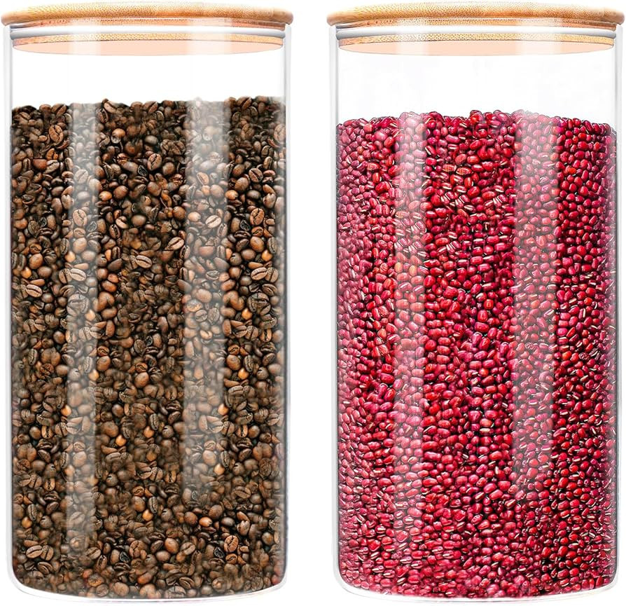 GTJ Large Glass Food Storage Containers with Lids, Glass Canisters 180oz [Set of 2], 1.4 Gallon G... | Amazon (US)