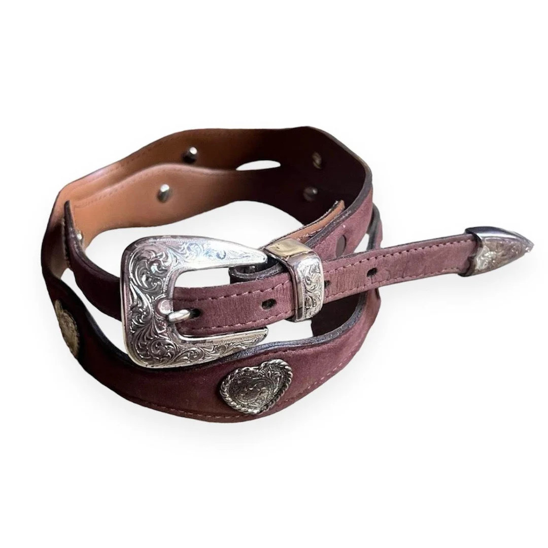 Vtg 80s 90s Western Brown Leather Heart Belt by Texas Leather Made in Usa - Etsy | Etsy (US)