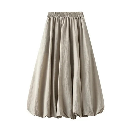FEORJGP Women s Balloon Long Skirts Ladies Elegant High Waist A-Line Skirts Solid Color Swing Skirts Fashion Casual Flowy Skirts Simply Comfy Midi Skirts Streetwear for Shopping Daily Beach Vacation | Walmart (US)