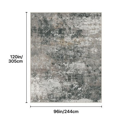ABYNOW Modern Abstract Beige Gray Low-Pile Washable 8x10 Area Rug | Target