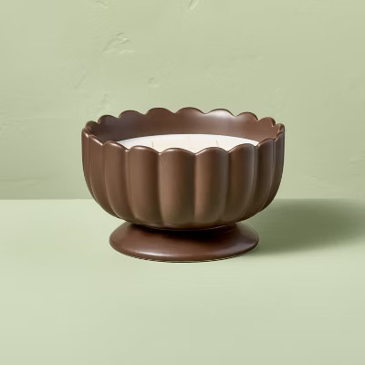 5 Wick Footed Ceramic Scalloped Rim Harvest Chestnut Jar Candle 34oz - Hearth & Hand™ with Magnolia | Target