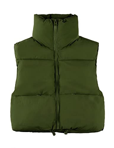 UANEO Cropped Puffer Vest Women Zip Up Stand Collar Sleeveless Padded Crop Puffy Vests | Amazon (US)