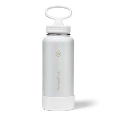 ThermoFlask 32 oz Double Wall Vacuum Insulated Stainless Steel Water Bottle with Straw Lid, Optic White | Target