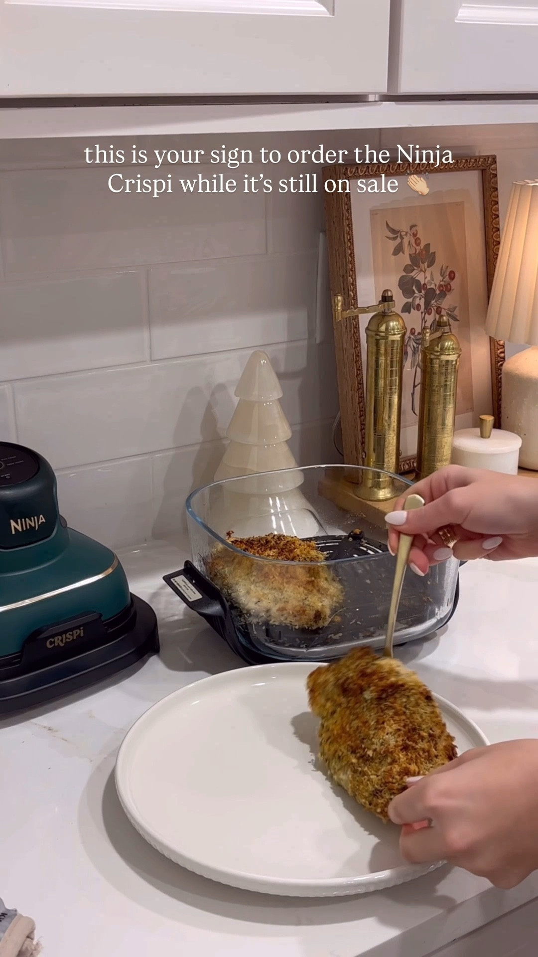 #ad #LoveQVC Cook dinner with me in my new Ninja Crispi that’s on sale at @QVC 🤍 This chicken came out perfectly crispy and it’s so easy to use! It has 5 modes - keep warm, recrisp, bake, air fry, and max crisp! The glass containers can also go straight from the air fryer to the fridge and come with lids that snap on! I seriously love this and it’s an amazing gift idea too! 

Parmesan crusted chicken recipe below:
Ingredients: 
Boneless skinless chicken breasts
2 cloves garlic 
1 c grated parmesan cheese 
1 c panko breadcrumbs 
2 tsp Italian season 
1 tsp salt 
1 tsp pepper
2 tbsp Olive oil 

In a bowl, combine salt, pepper, Italian seasoning, minced garlic, and olive oil. Pat on each chicken breast.
In another bowl, combine Parmesan cheese and panko breadcrumbs.
Dip each chicken breast into breadcrumb mixture then spray with olive oil spray. I cooked in “bake” mode for 15 minutes in my Ninja Crispi! It was delicious! Enjoy and shop it below! 👏🏼


#LTKHoliday #LTKGiftGuide #LTKfoodie