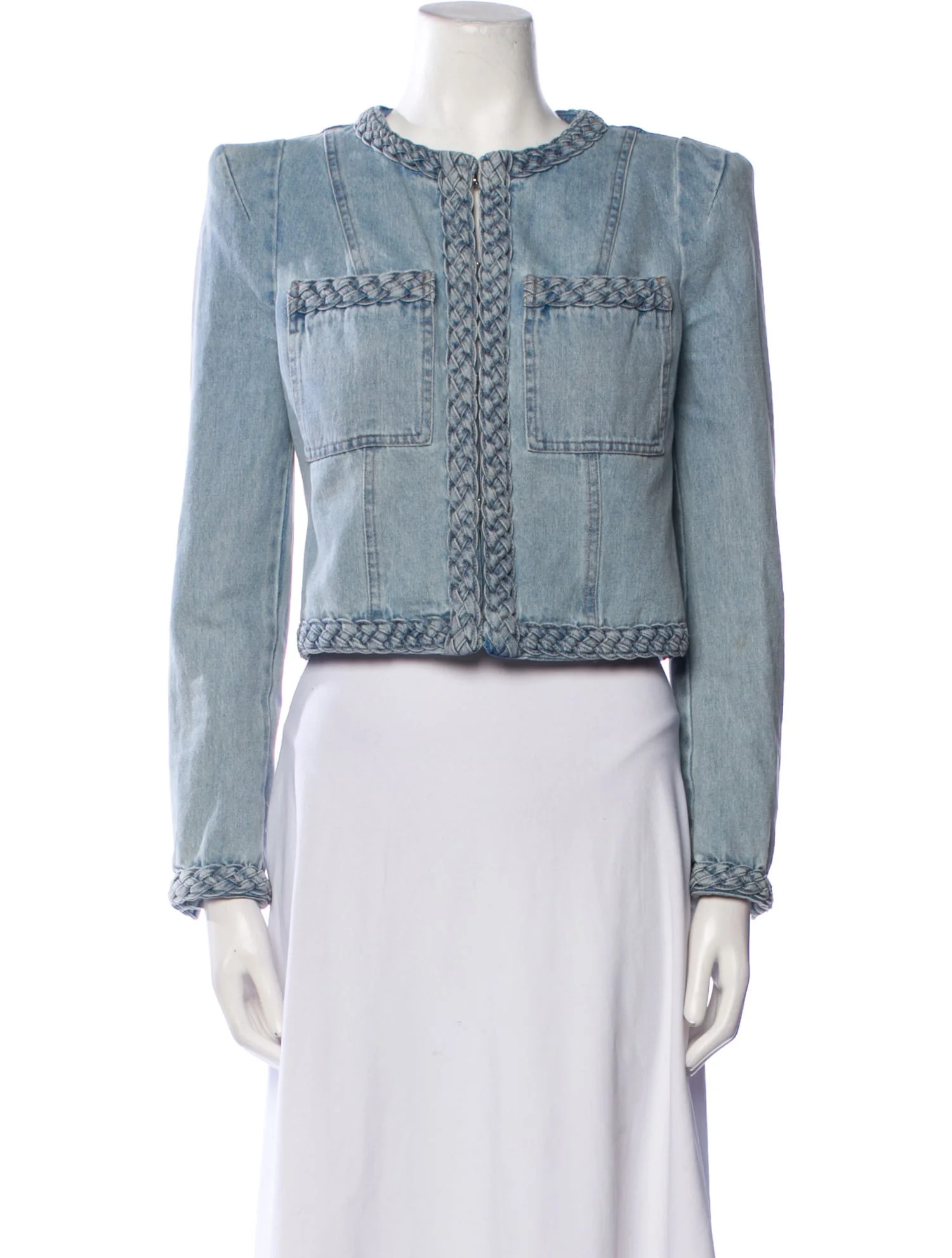 Tweed Pattern Denim Jacket | The RealReal