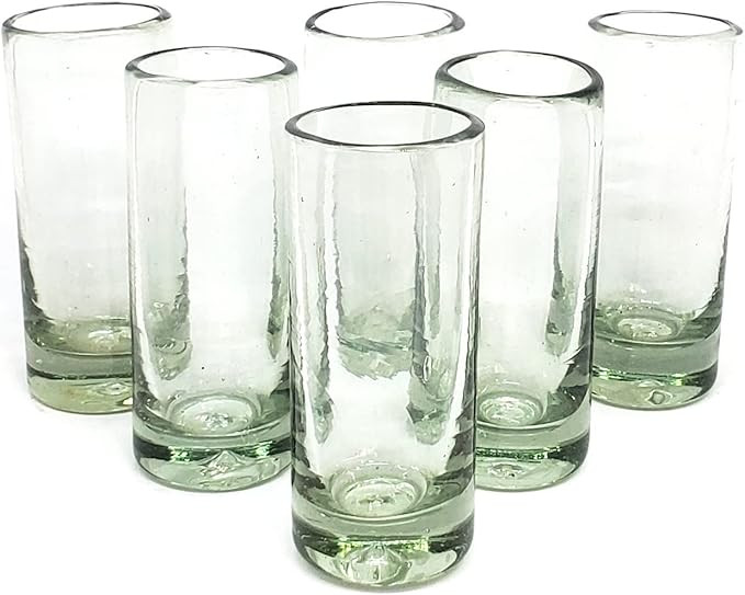 MexHandcraft Clear 2 oz Tequila Shot Glasses (set of 6), Recycled Glass, Lead-free, Toxin-Free (S... | Amazon (US)