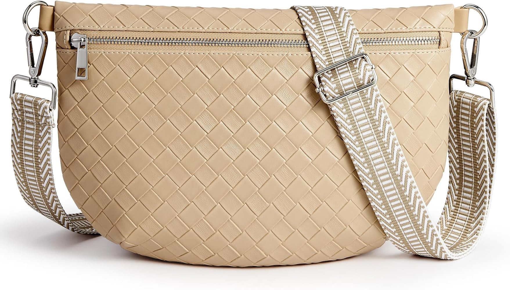 KALIDI Woven Crossbody Bags for Women Travel Vegan Leather Fanny Packs for Woman Cross Body Purse... | Amazon (US)