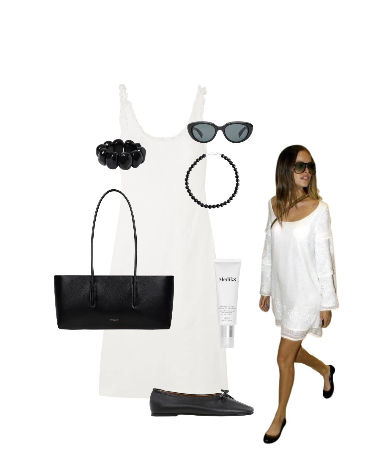 Heatwave Outfit Inspo
white slip dress, white midi dress, ruffle strap dress, white summer dress, lace mini dress, white lace dress, bell sleeve dress, white broderie dress, black and white outfit, monochrome summer outfit, black leather tote bag, structured tote bag, work tote bag, black tote women, black ballet flats, bow ballet flats, square toe ballet flats, cat eye sunglasses, black cat eye sunglasses, black bead bracelet, chunky bead bracelet, black pearl necklace, black bead necklace, Medik8 SPF, Medik8 Advanced Day Ultimate Protect, SPF routine, skincare SPF, best SPF moisturiser, how to style a white dress, white dress black accessories, effortless summer style, quiet luxury outfit, minimalist summer look 

 #LTKsummer #LTKeurope #LTKdresses