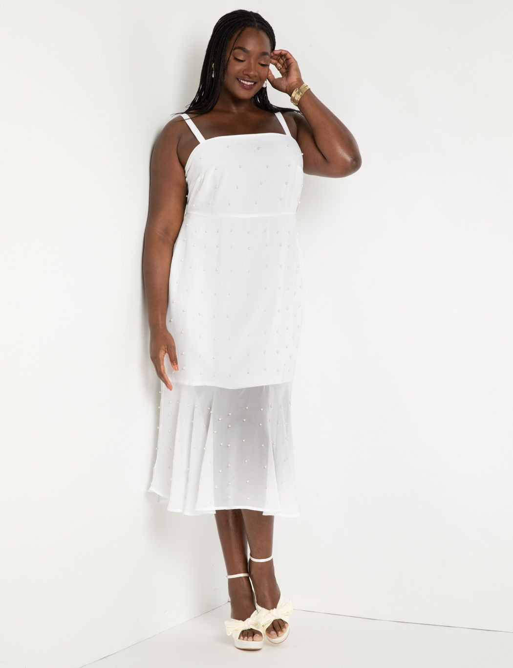 Pearl Chiffon Midi Dress | Eloquii