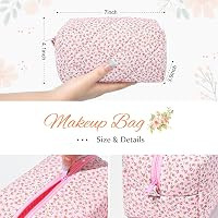 SOIDRAM Quilted Makeup Bag Floral Cosmetic Bag Puffy Coquette Makeup pouch Aesthetic Cute Pink Tr... | Amazon (US)