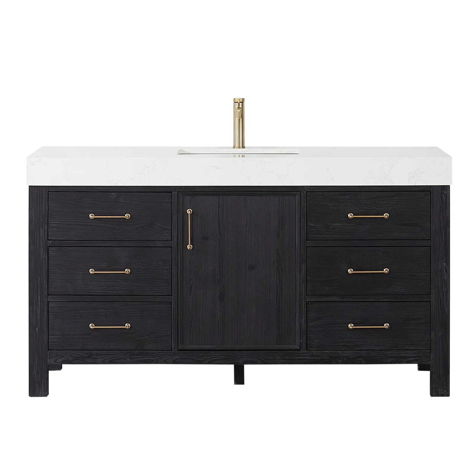 Anjaly 60'' Single Bathroom Vanity with Engineered Marble Top | Wayfair North America