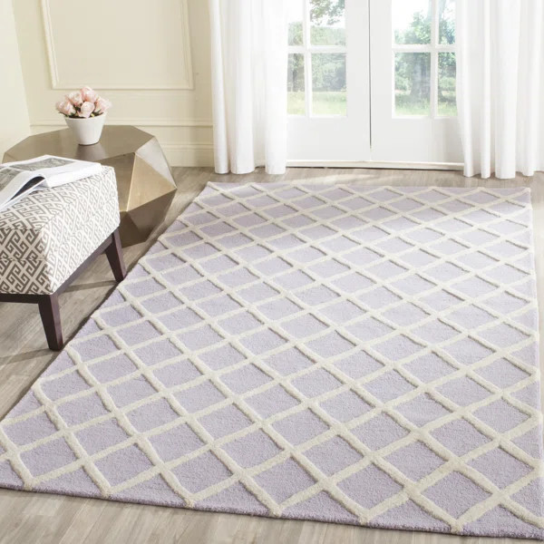 Sanyla Handmade Wool Lavender/Ivory Rug | Wayfair North America