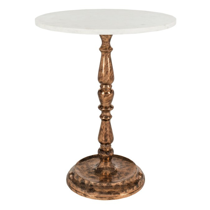 Safavieh Kiona Antique Copper/White Marble Stone Round End Table Lowes.com | Lowe's