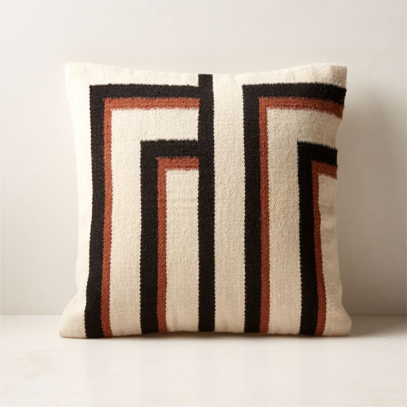 Zea Woven Sienna Brown Alpaca Wool-Blend Throw Pillow with Down-Alternative Insert 18'' + Reviews... | CB2