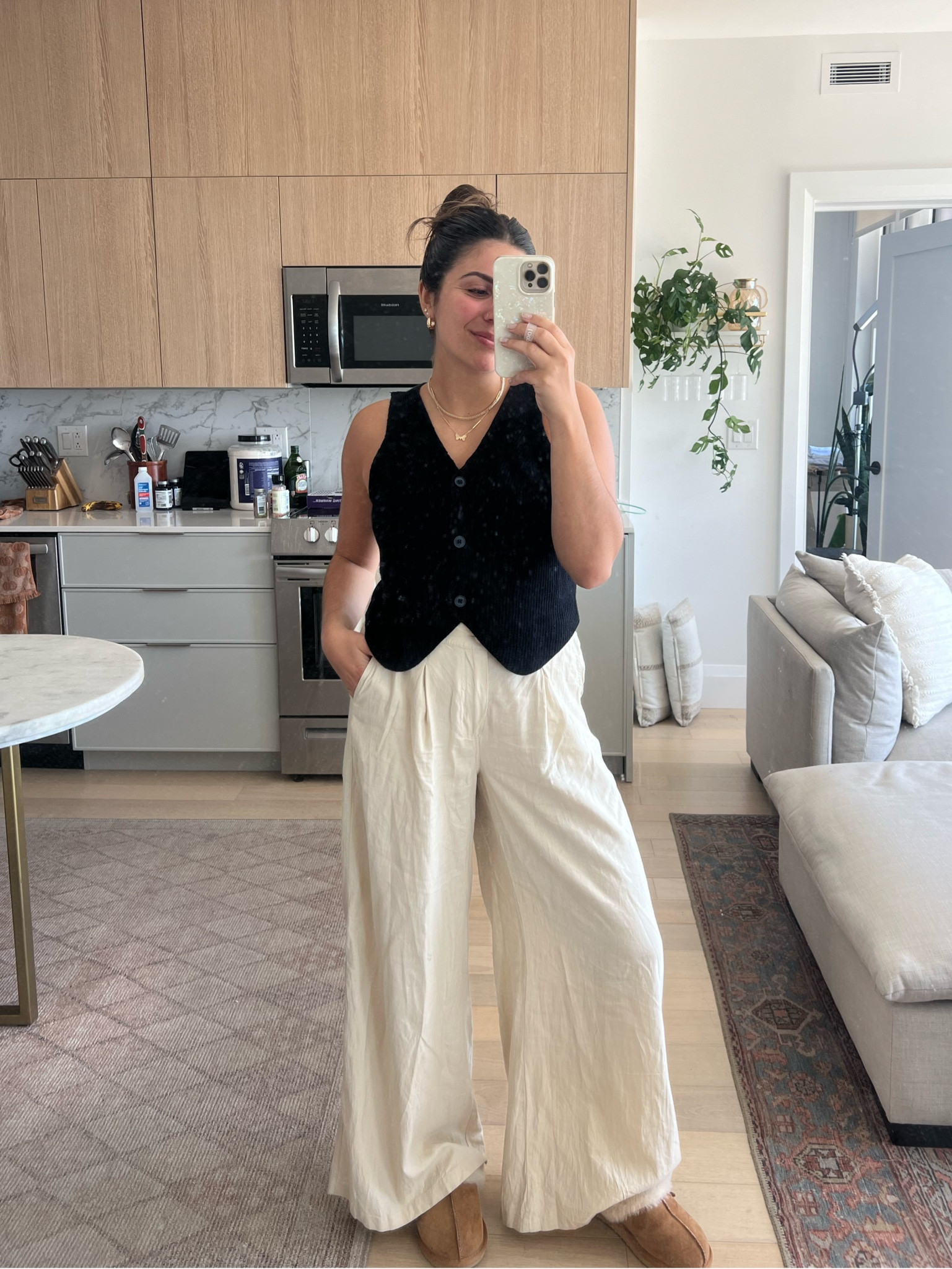 Obsessed with this sweater vest top from Amazon!! Such good quality - only $20! Paired it with these Aerie pants (Sooo lightweight & cozy + have an elastic waistband) for a put together but comfy vibe. True to size in both, M! 

#LTKfindsunder50 #LTKsalealert #LTKSeasonal