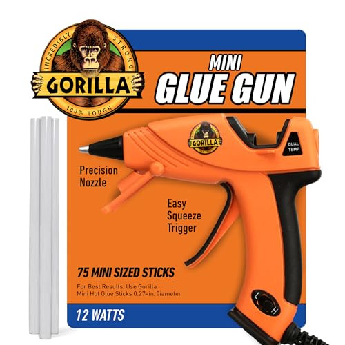 Gorilla Mini Hot Glue Gun Kit (Pack of 1 Mini Hot Glue Gun and 75 Sticks) - Dual Temp, Precision Nozzle, and Easy Squeeze Trigger | Amazon (US)
