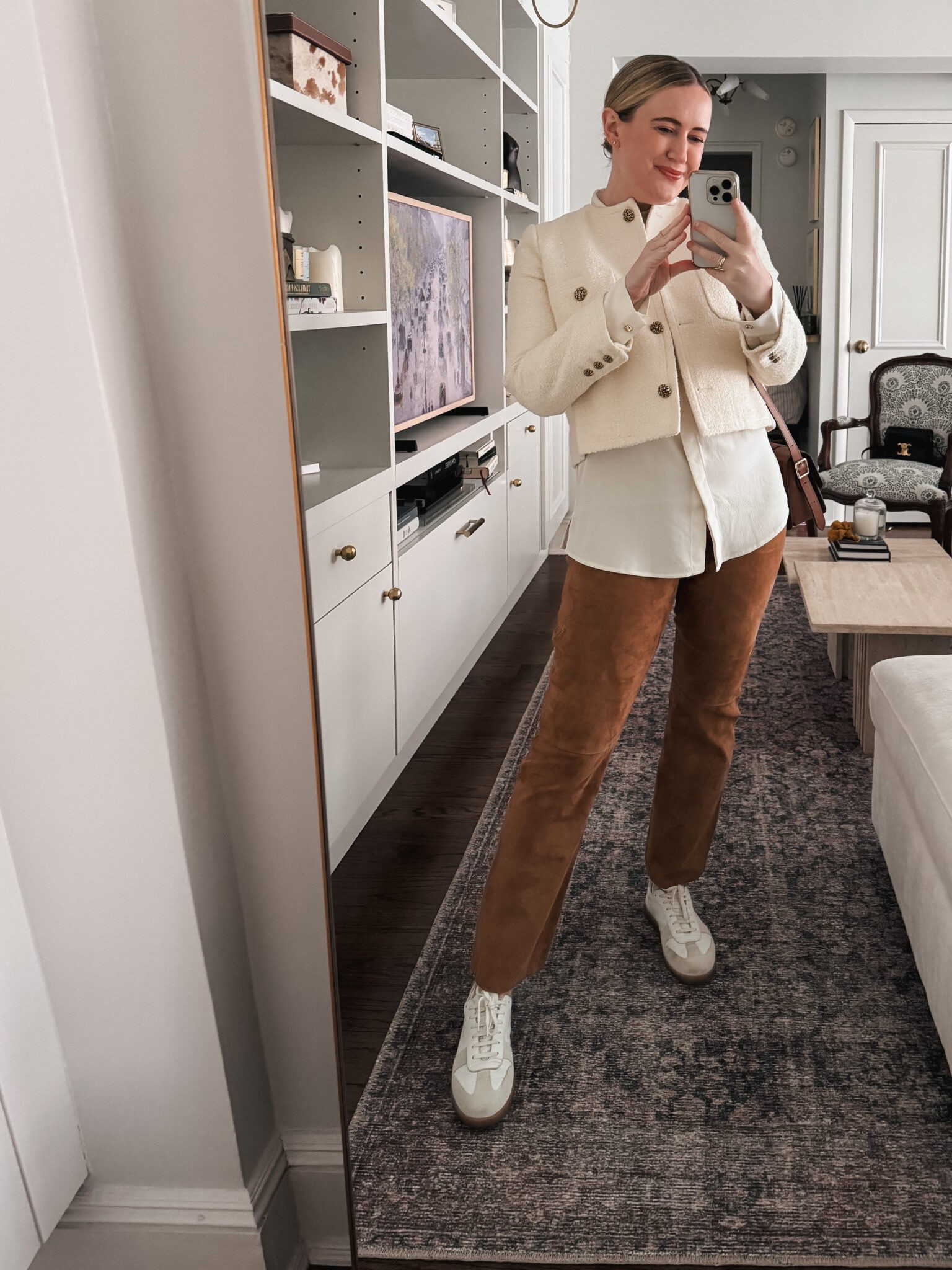 Sézane suede trousers 

Wearing size 8 in the trousers and 2 in the jacket

Fall outfit idea
Transitional wardrobe

#LTKSeasonal #LTKTravel