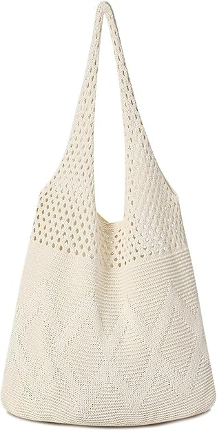 Crochet Tote Bag, Mesh Beach Bag, Knitted Shoulder Beach Bags for Women Vacation Aesthetic Hobo T... | Amazon (US)