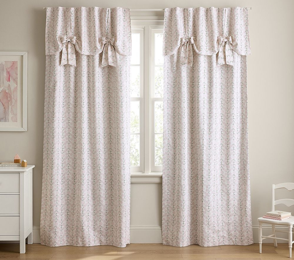 Evelyn Linen Blend Floral Bow Valance Curtain | Pottery Barn Kids