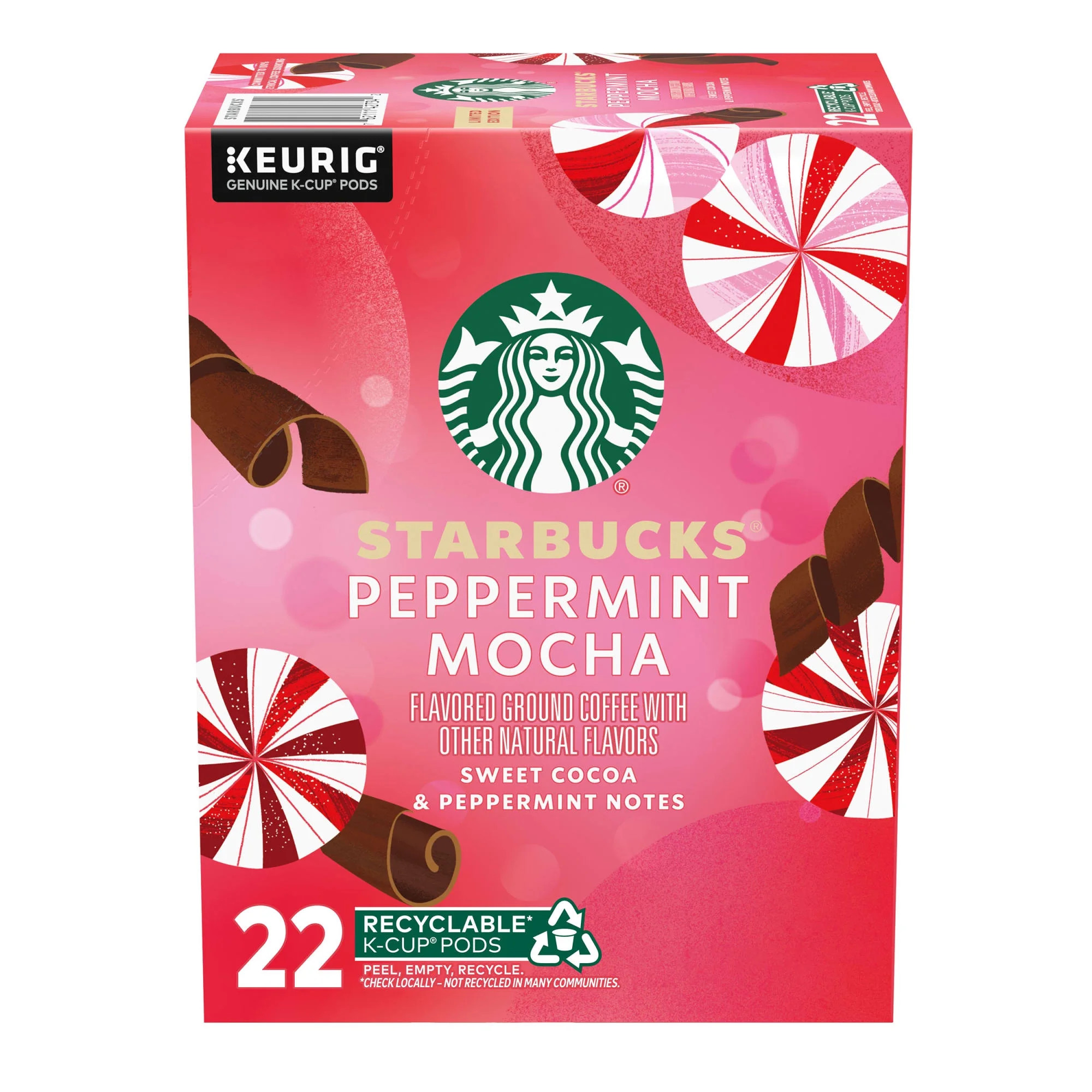 Starbucks Peppermint Mocha Flavored Coffee, Keurig K-Cup Coffee Pods, 22 Count | Walmart (US)