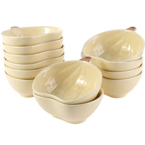 Kolewo4ever 12 Pieces Thanksgiving Bowls Ceramic Pumpkin Bowl 6 Ounces Ramekins Small Pumpkin Shaped Bowls Dinnerware Decoration for Fall Thanksgiving Serving Dip, Sauce, Condiments,Snack (Yellow) | Amazon (US)
