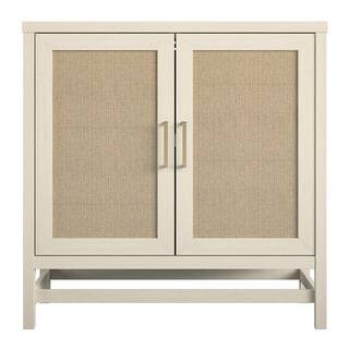 Ameriwood Home Leeland Ivory Oak and Faux Rattan 2-Door Storage Cabinet-HD83135 - The Home Depot | The Home Depot