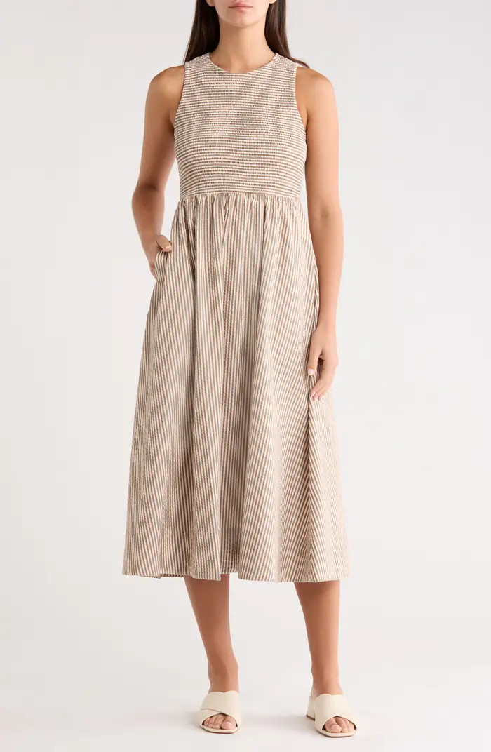 Marine Layer Darcy Stripe Cotton Blend Seersucker Dress | Nordstrom | Nordstrom
