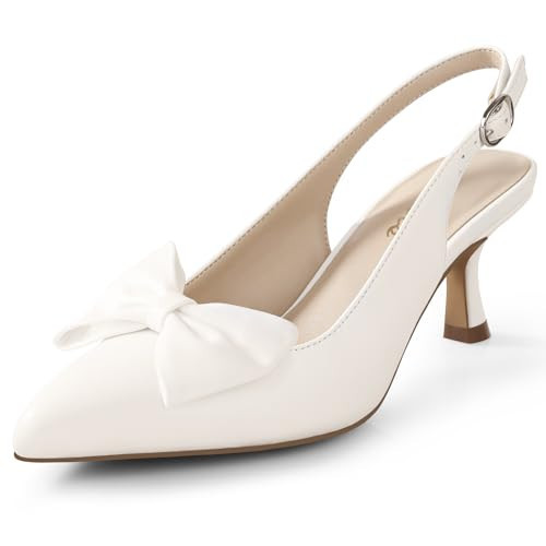 Ankis Women's Slingback Kitten Heels Closed Pointed Toe Low Heel Pumps Comfortable Dress Shoes for Wedding Party Work Office Business Casual Daily Wear 2.5inch | Amazon (US)
