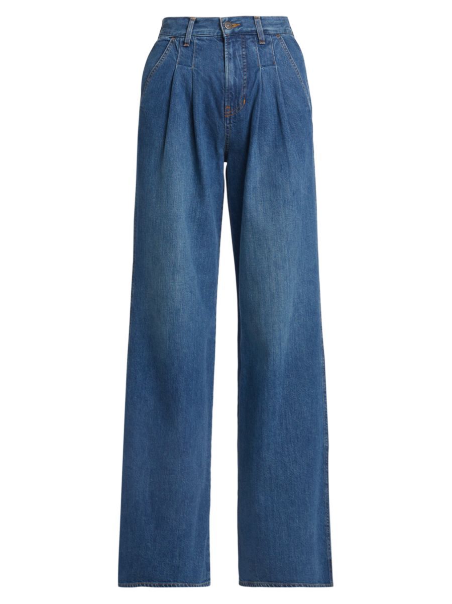Mia High-Rise Pleated WIde-Leg Jeans | Saks Fifth Avenue