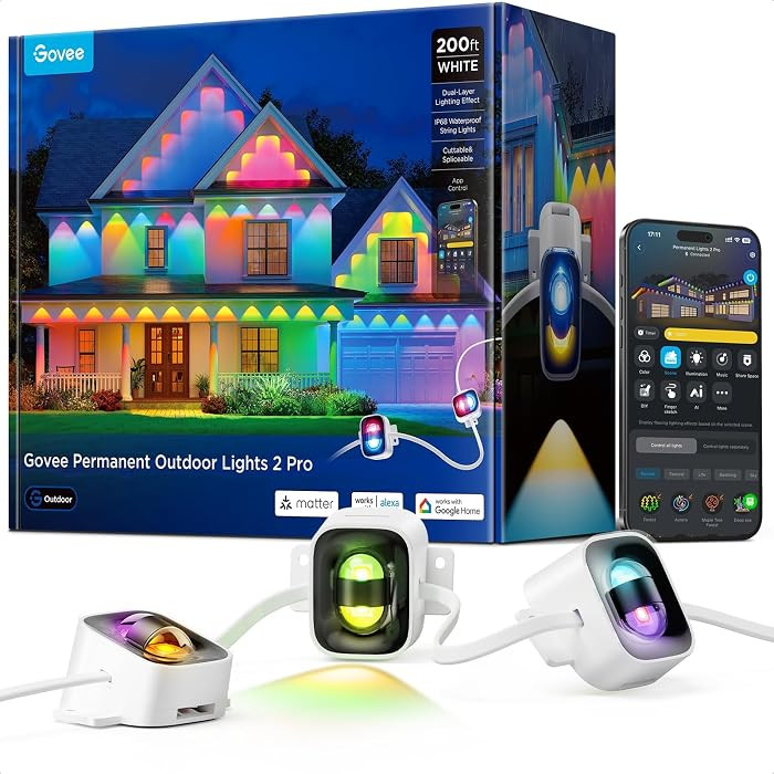 Govee Permanent Outdoor Lights 2 Pro, 200ft with IP68 Waterproof, White | Amazon (US)