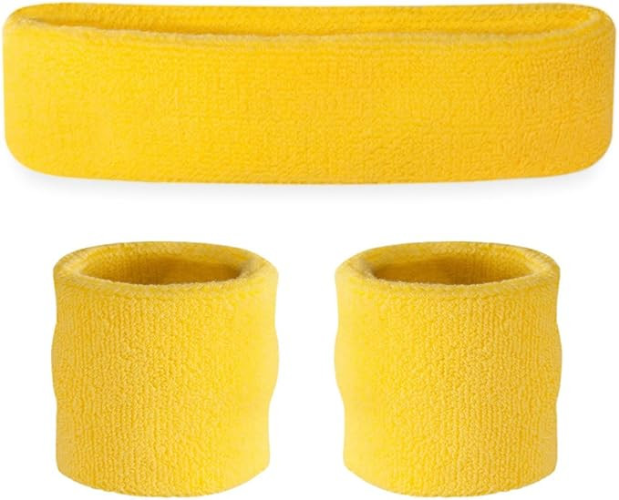 Suddora Sweatbands Set, Moisture Wicking 2 Wristbands and 1 Headband, Breathable Terry Cloth Athl... | Amazon (US)