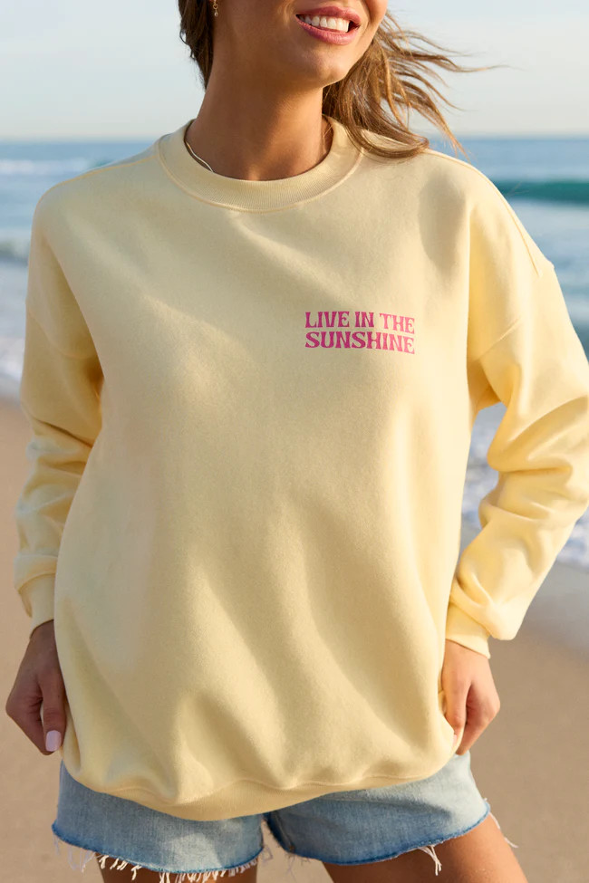Live In The Sunshine Yellow Graphic Sweatshirt | Pink Lily