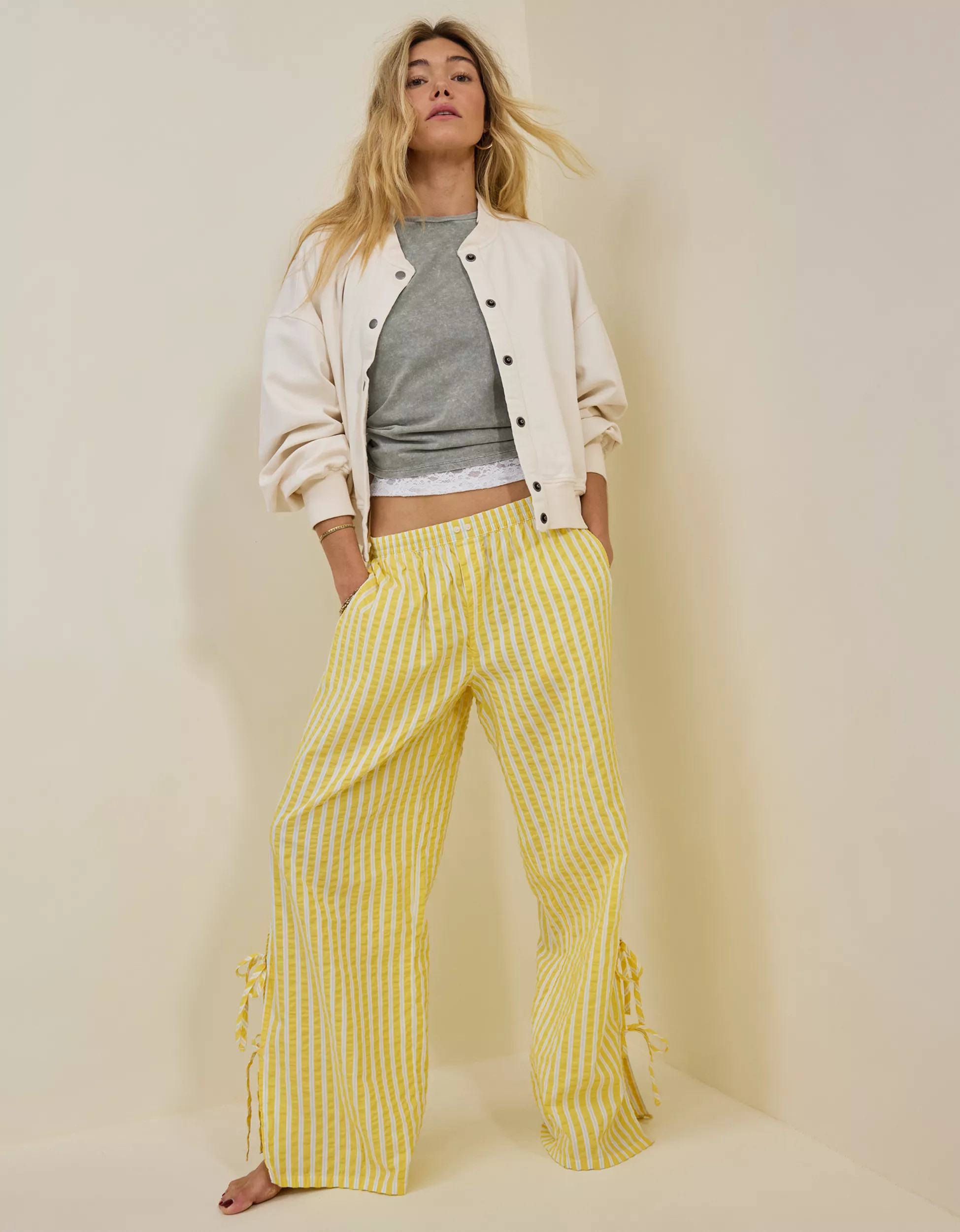Aerie Off-Duty Seersucker Side Tie Trouser PJ | Aerie