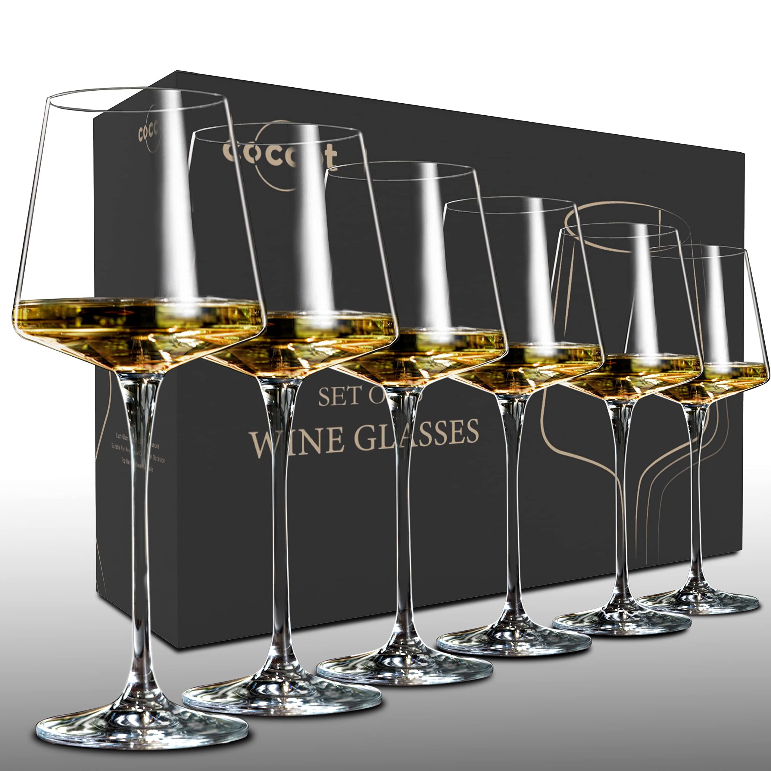 coccot Wine Glasses Set of 6,Crystal White Wine Glasses,Red Wine Glass Set,Long stem Wine Glasses... | Amazon (US)