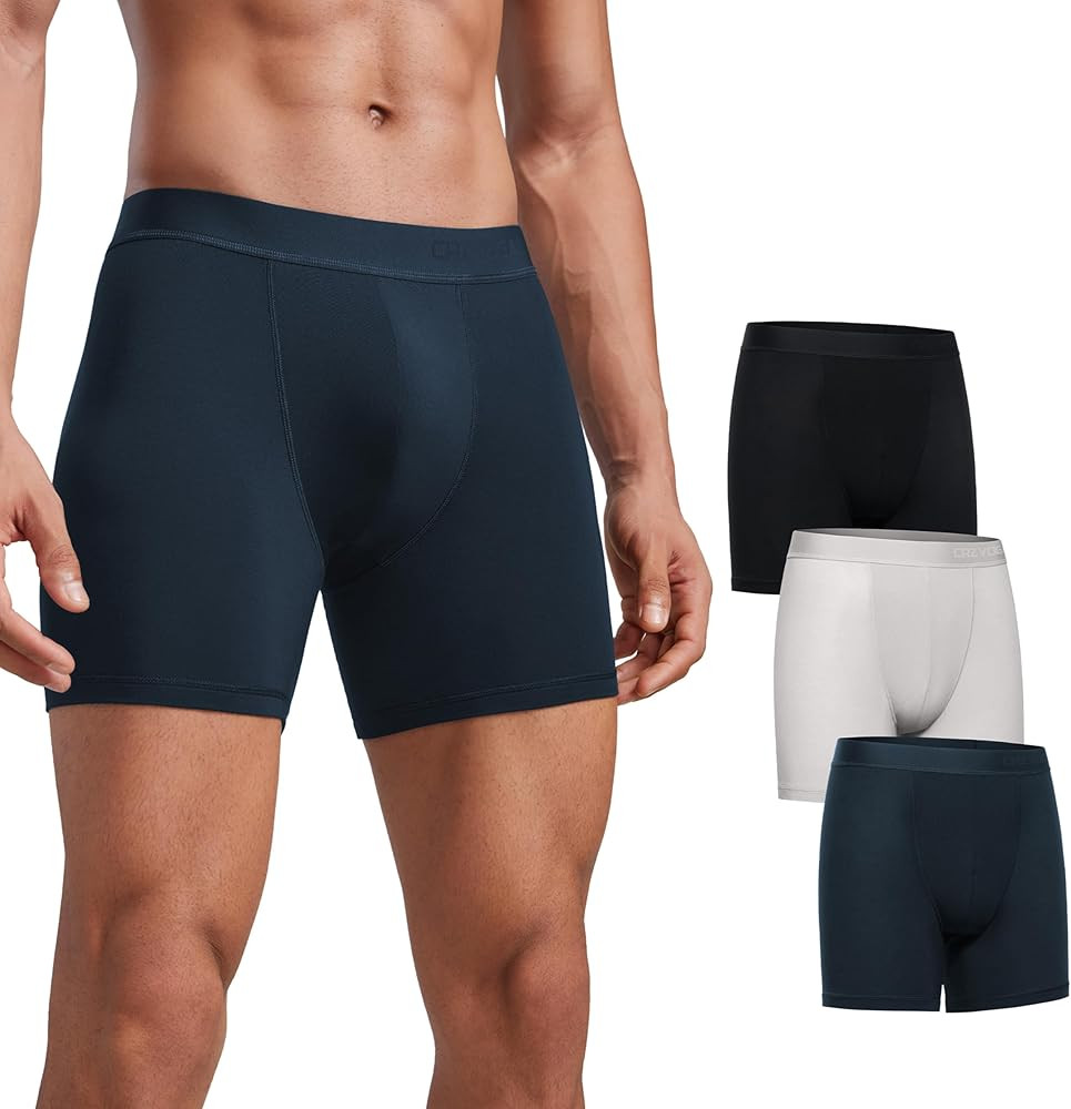 CRZ YOGA Ultra-Soft Modal Casual Boxer Briefs for Men 5" - Lounge Underwear Double Lined Moisture... | Amazon (US)