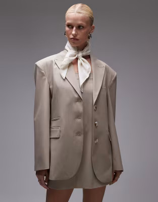 ASOS DESIGN oversized blazer co ord in stone | ASOS | ASOS (Global)