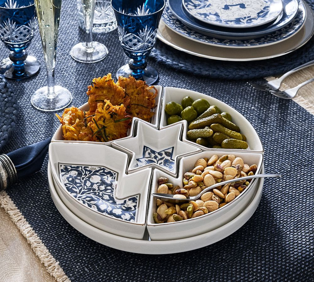 Hanukkah Botanical Stoneware Lazy Susan | Pottery Barn (US)