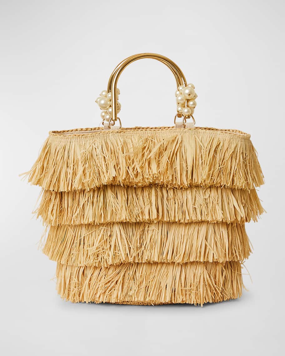 Luna Fringe Raffia Tote Bag | Neiman Marcus